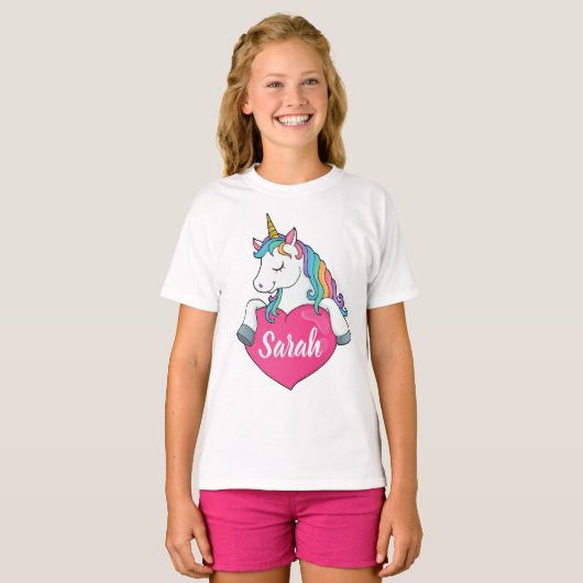T - Shirt für niedliche Unicorn-Personalisierte Be (Vorne ganz)