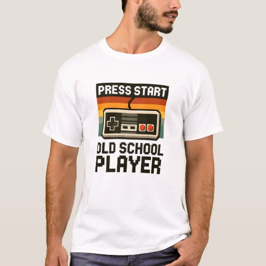 T-Shirt für Old School Player mit Druck Start (Vorderseite)