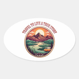 T-Shirt für Reisen in der wirklichen Geschichte —  Ovaler Aufkleber