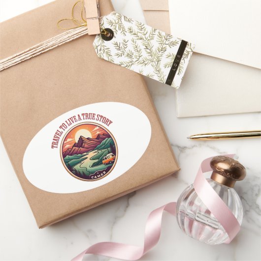 T-Shirt für Reisen in der wirklichen Geschichte —  Ovaler Aufkleber (Schenken)