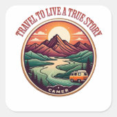 T-Shirt für Reisen in der wirklichen Geschichte — Quadratischer Aufkleber (Vorderseite)
