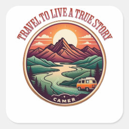 T-Shirt für Reisen in der wirklichen Geschichte —  Quadratischer Aufkleber