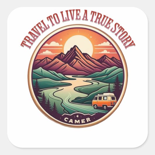 T-Shirt für Reisen in der wirklichen Geschichte — Quadratischer Aufkleber (Vorderseite)