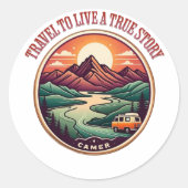 T-Shirt für Reisen in der wirklichen Geschichte —  Runder Aufkleber (Vorderseite)