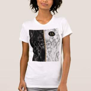 T - Shirt für Schwarz-weißes Marmor mit benutzerde