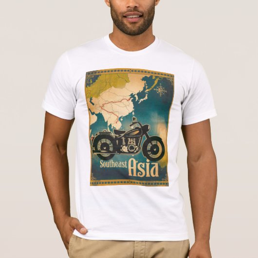 T - Shirt für Vintage Südostasien-Motorradwege (Vorderseite)