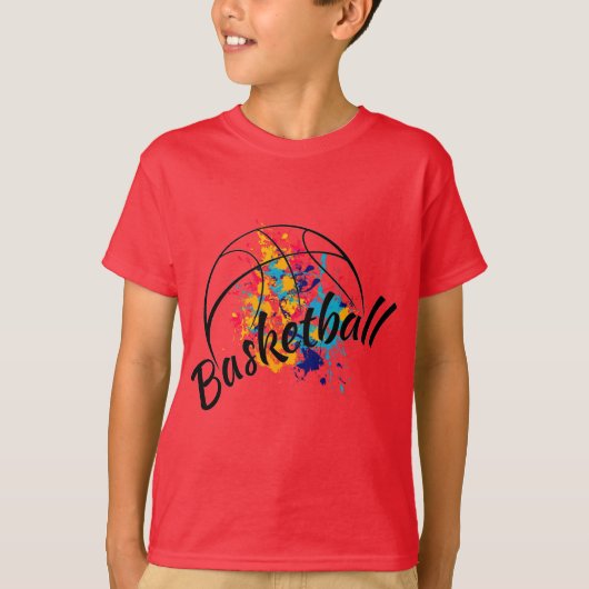 T - Shirt für Wasserfarbenbasketballboote (Vorderseite)