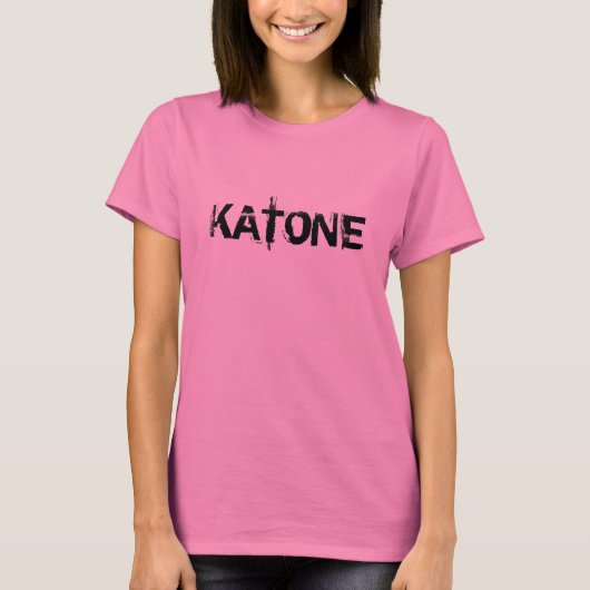 T - Shirt für Werbeartikel mit dem rosa KATONE-Log (Vorderseite)