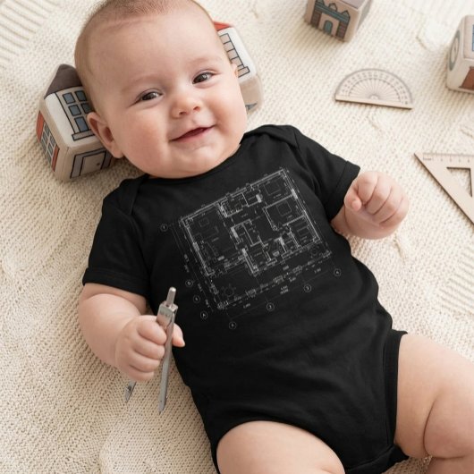 T-Shirt für zukünftige Architekten mit Bauplan für Baby Strampler