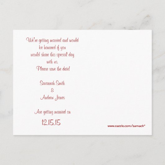 T - Shirt, Geschenke, Sticker und Gefallen von Red Ankündigungspostkarte (Rückseite)