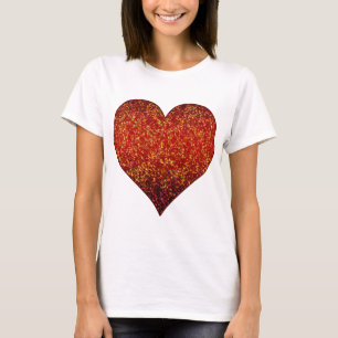 T - Shirt-Glitzer-grafisches Herz-Rot T-Shirt