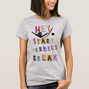 T - Shirt grau mit farbigen Schriften