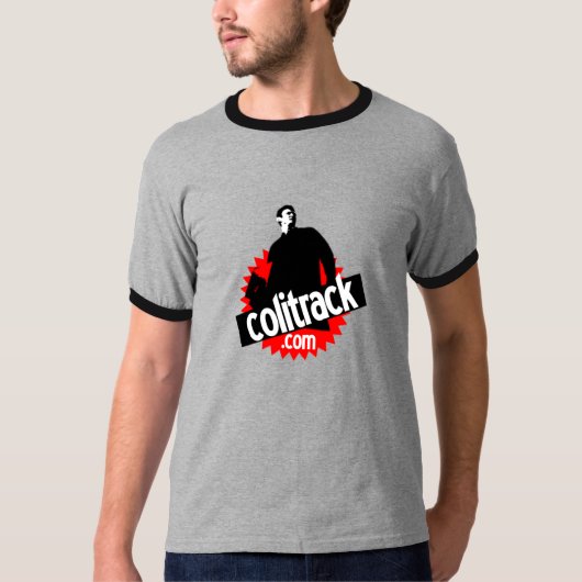 T - shirt grauer schwarzer Hals (Vorderseite)