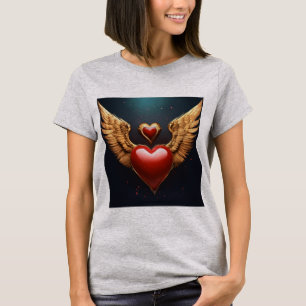 T - Shirt-graues Herz mit Flügeln T-Shirt