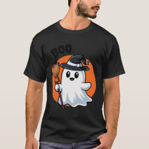 T - Shirt Halloween Ghost mit WItches Broom