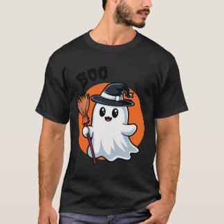 T - Shirt Halloween Ghost mit WItches Broom