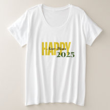 T - Shirt "Happy New Year 2025" für Frauen mit Plu
