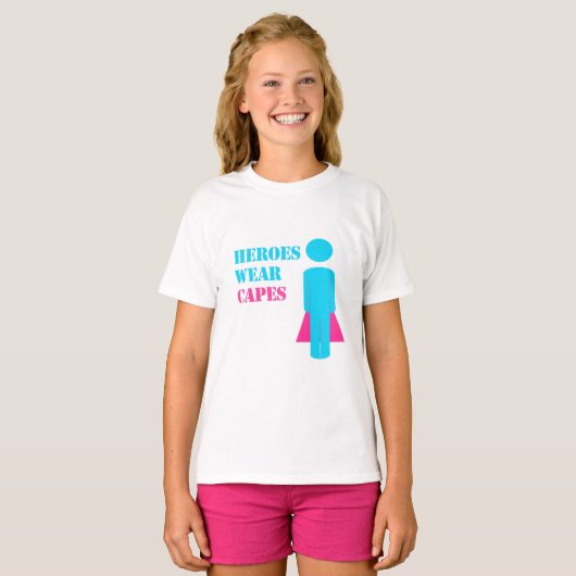 T - Shirt "Hero's Wear Capes" (Aquamarin/rosa) (Vorne ganz)