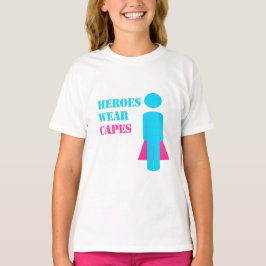 T - Shirt "Hero's Wear Capes" (Aquamarin/rosa)