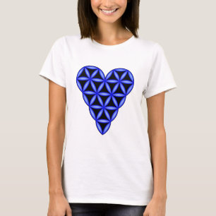 T - Shirt - 'Herz des Lebens', 3D, Blau.