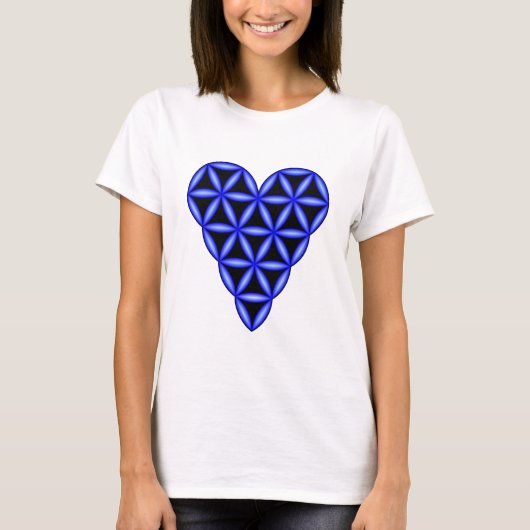 T - Shirt - 'Herz des Lebens', 3D, Blau. (Vorderseite)