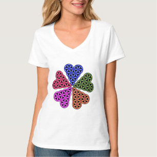 T - Shirt - 'Herz des Lebens x5 ', 3D, farbig.