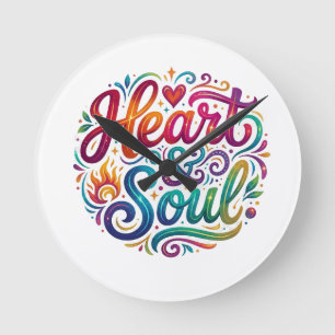 T-Shirt 'Herz & Seele' – Inspirierende Liebe & Lei Runde Wanduhr
