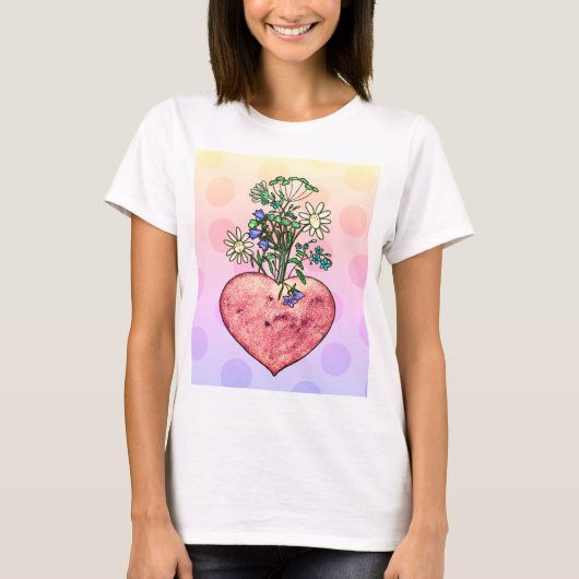 T - Shirt Herz und wild lebende Blume (Vorderseite)
