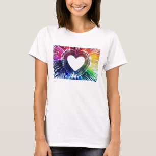 T - SHIRT Herz-weißer Regenbogen-Tropfen