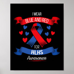 T-Shirt Herzkrankheit mit blauem rotem Band für Fe Poster