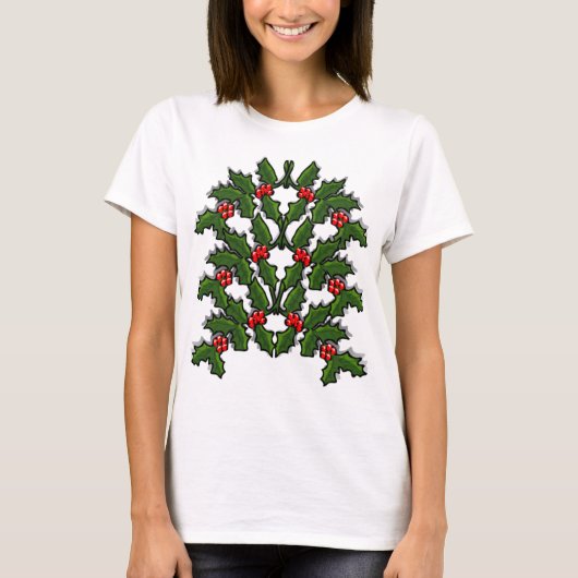 T - Shirt - Holly-Blätter und Berries (Vorderseite)