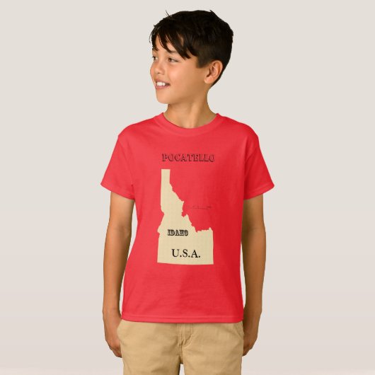 T - Shirt - Idaho Karte mit Stadt (Vorne ganz)