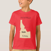 T - Shirt - Idaho Karte mit Stadt (Vorderseite)