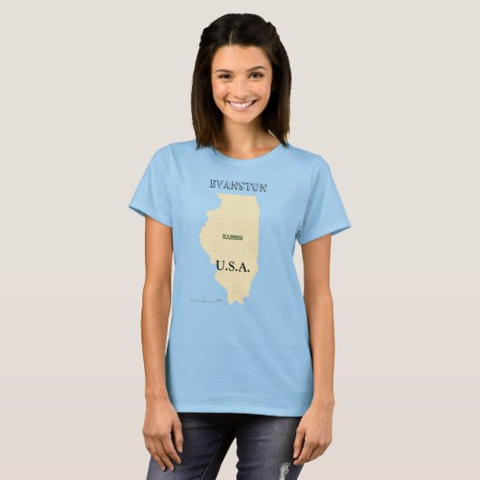 T - Shirt - Illinois Karte mit Ortsname (Vorne ganz)