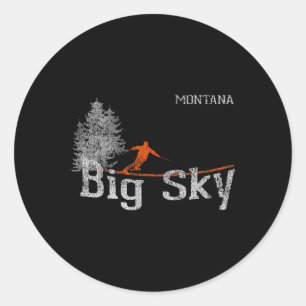 T-Shirt im Stil der 1980er Jahre Big Sky Montana V Runder Aufkleber