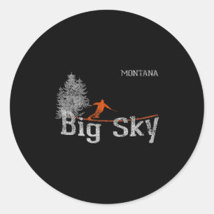 T-Shirt im Stil der 80er Jahre Big Sky Montana Vin Runder Aufkleber