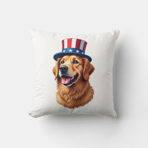 T-Shirt im Vintage-Stil Golden Retriever zum 4. Ju Kissen