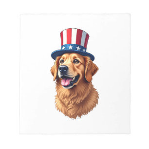 T-Shirt im Vintage-Stil Golden Retriever zum 4. Ju Notizblock