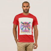 T-Shirt in roter Farbe mit Smiley-Text und Animati (Vorne ganz)