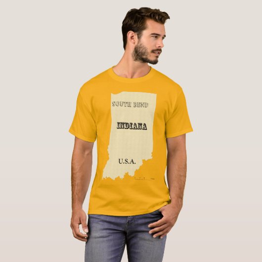T - Shirt - Indiana Karte mit Stadt (Vorne ganz)
