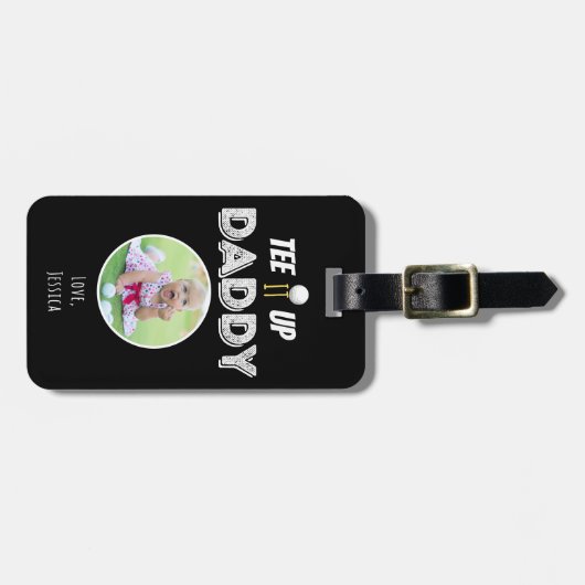 T-Shirt It Up Daddy Custom Foto Vathers Day Black Gepäckanhänger (Vorderseite horizontal)