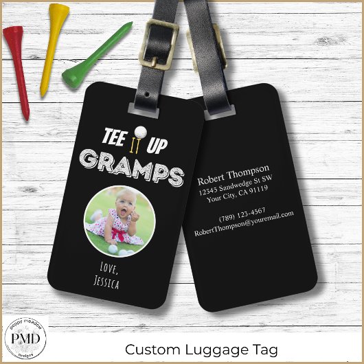 T-Shirt It Up Gramps Custom Foto Vathers Day Black Gepäckanhänger