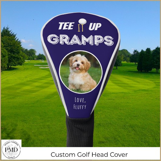 T-Shirt It Up Gramps Custom Pet Foto Pater Day Blu Golf Headcover