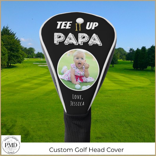 T-Shirt It up Papa Custom Foto Vathage Day Black Golf Headcover