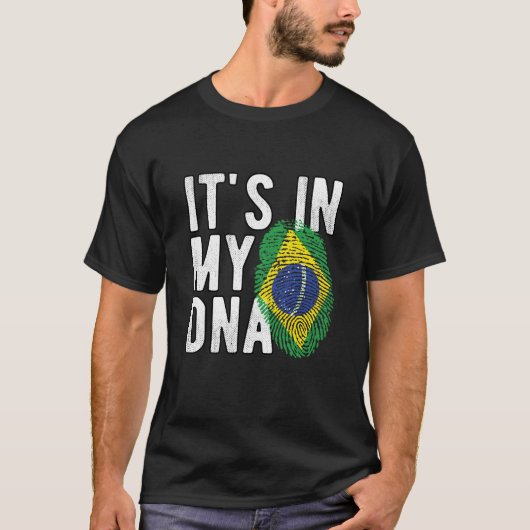 T-Shirt It's in my DNA brazil Flag Fingerprints (Vorderseite)