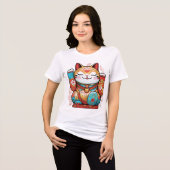 T-Shirt Japanese Lucky Cat (Maneki-neko) – Symbol Tri-Blend Shirt (Vorderseite voll)