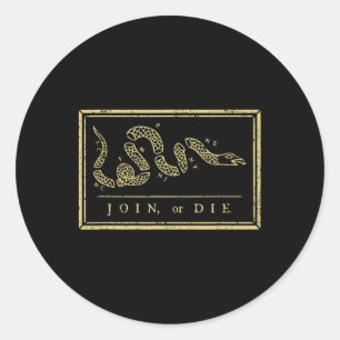 T-Shirt Join Or Die Amerikanische Geschichte 1754 Runder Aufkleber