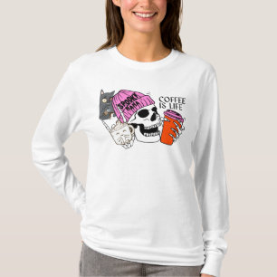 T - Shirt-Kaffeesüchtigen-sekeleton-Design T-Shirt
