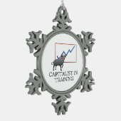 T-SHIRT Kapitalist im Training Schneeflocken Zinn-Ornament (Links)