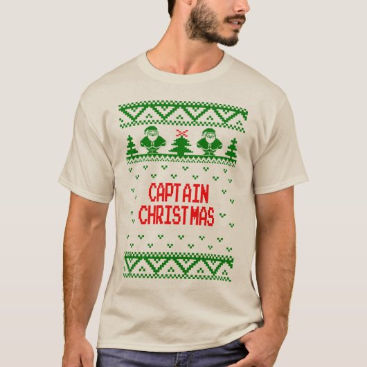 T-Shirt Kapitän-Christmas Holiday Ugly Sweater (Vorderseite)